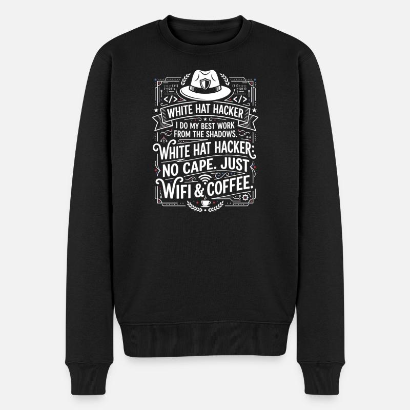 Wifi et café White Hat Hacker - Pull Premium bio Homme - noir