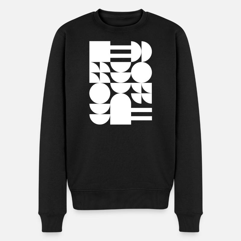 Monochromes geometrisches Mosaik - Männer Premium Bio Pullover - Schwarz