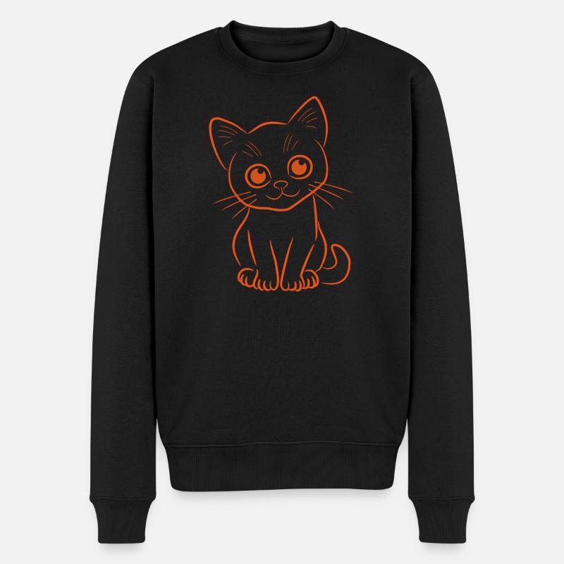 Kätzchen in Orange - Männer Premium Bio Pullover - Schwarz