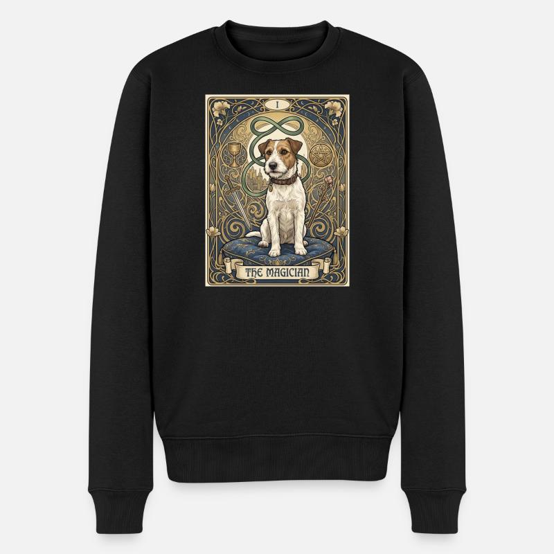 Hund, der Magier - Männer Premium Bio Pullover - Schwarz