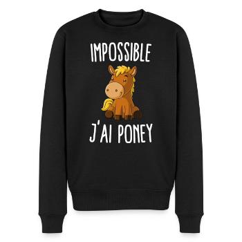 Impossible j'ai poney - Pull Premium bio Homme - noir - Devant - Nico (187cm)