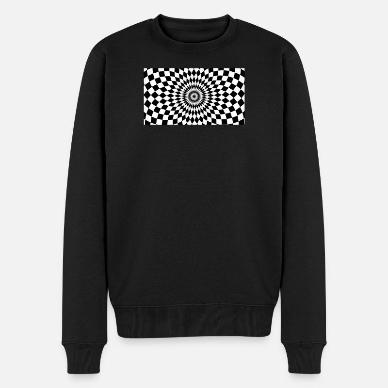 Optical Vortex Checker Illusion - Men's Premium Organic Jumper - black