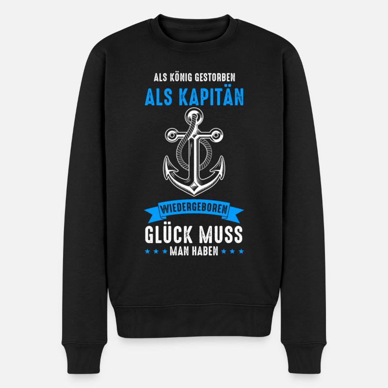 Kapitän Boot Bootfahren Bootsbesitzer Segelboot - Männer Premium Bio Pullover - Schwarz