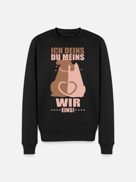 Ich deins, du meins, Hund und Katze Valentinstag - Männer Premium Bio Pullover - Schwarz
