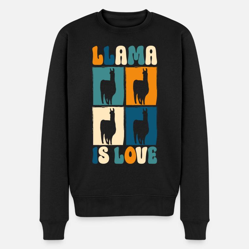 Llama Nutztier Südamerika Sanft - Männer Premium Bio Pullover - Schwarz