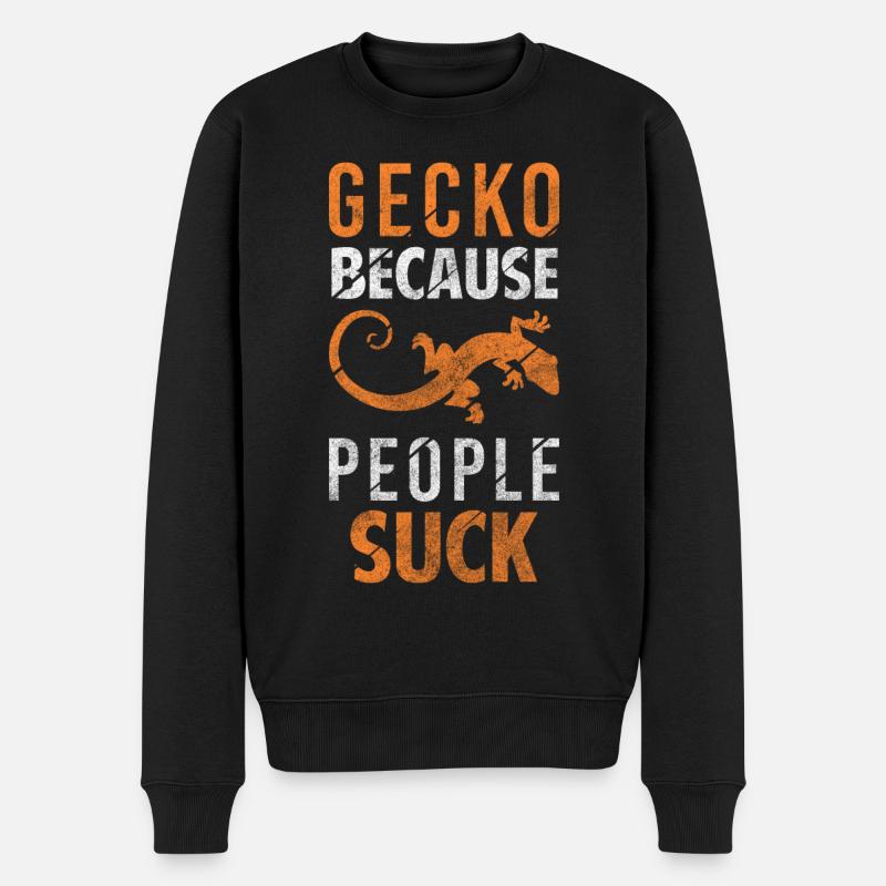 Geckos Echse Terrarium Süß - Männer Premium Bio Pullover - Schwarz