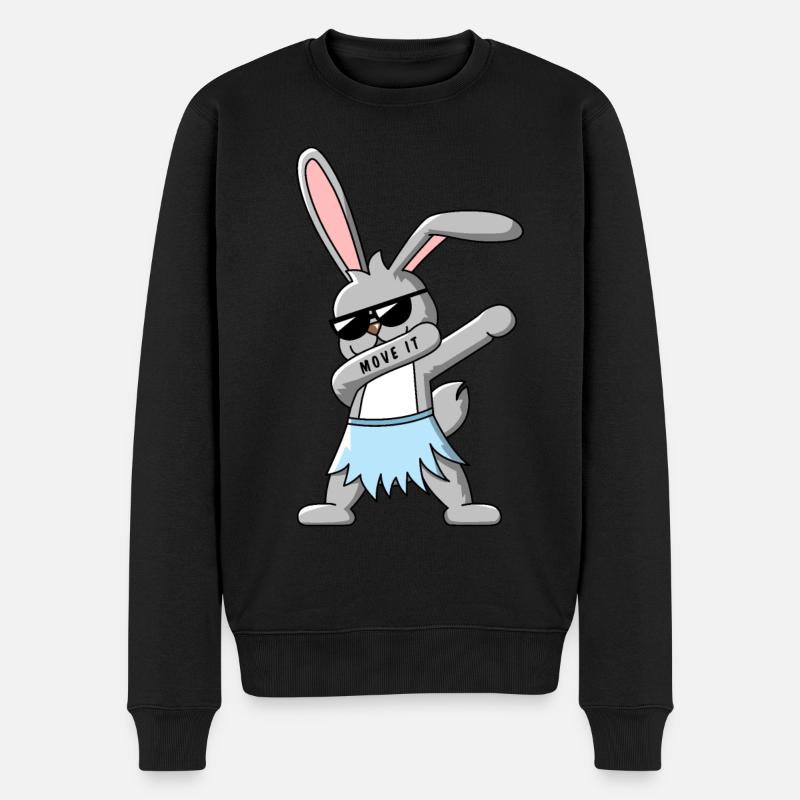 Dabbing Hase mit Hawaii Rock Design Geschenkidee - Männer Premium Bio Pullover - Schwarz