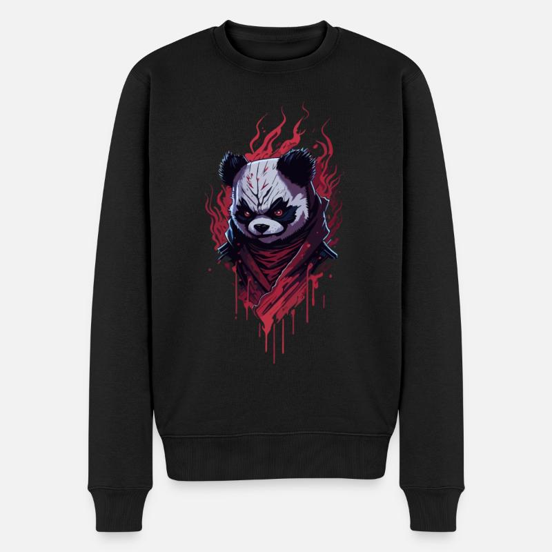Panda Ninja düster Fantasy - Männer Premium Bio Pullover - Schwarz