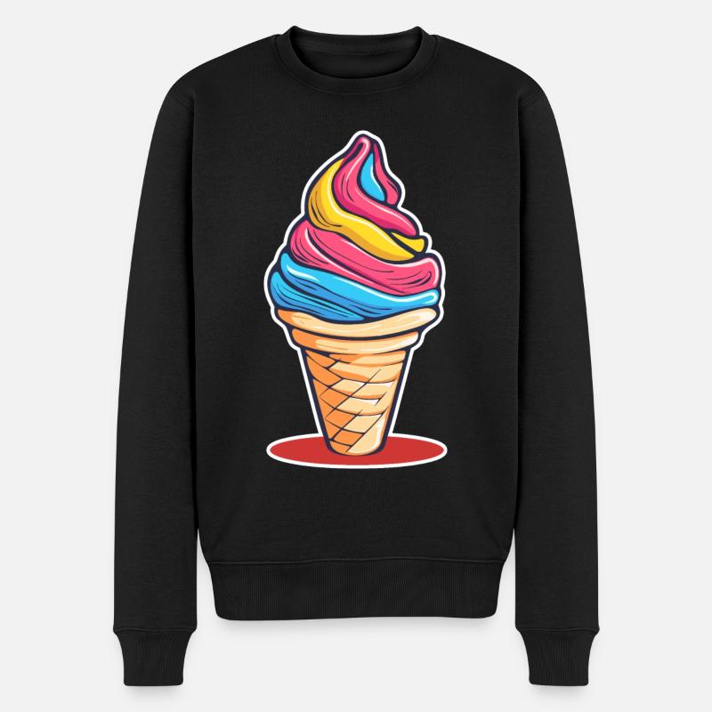 Eiscreme Regenbogen - Männer Premium Bio Pullover - Schwarz