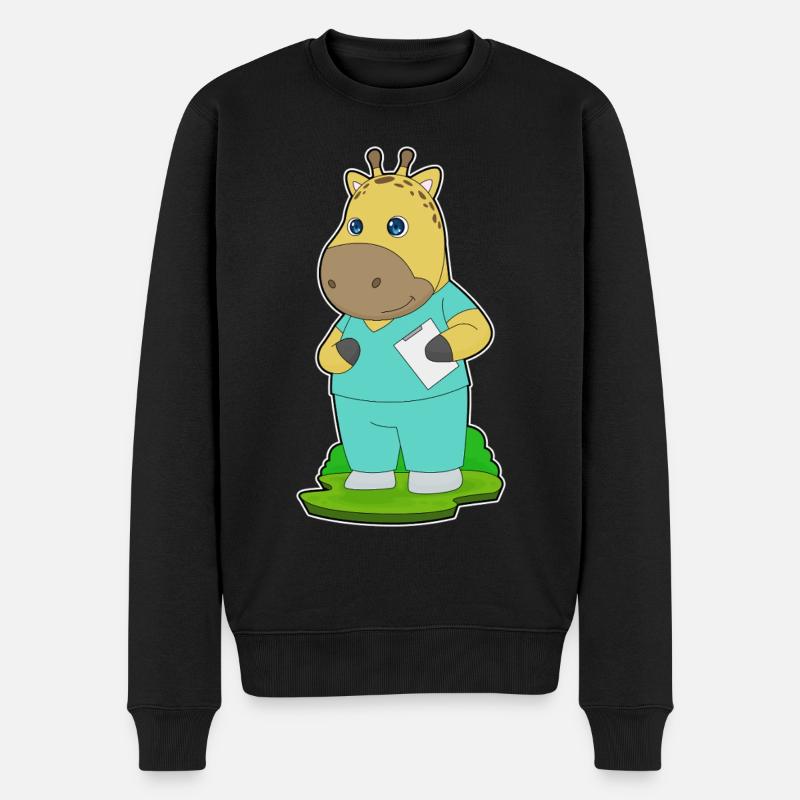 Giraffe Krankenschwester - Männer Premium Bio Pullover - Schwarz