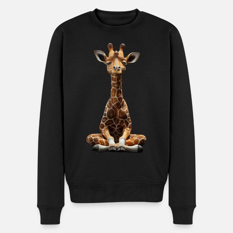 Giraffe - Männer Premium Bio Pullover - Schwarz