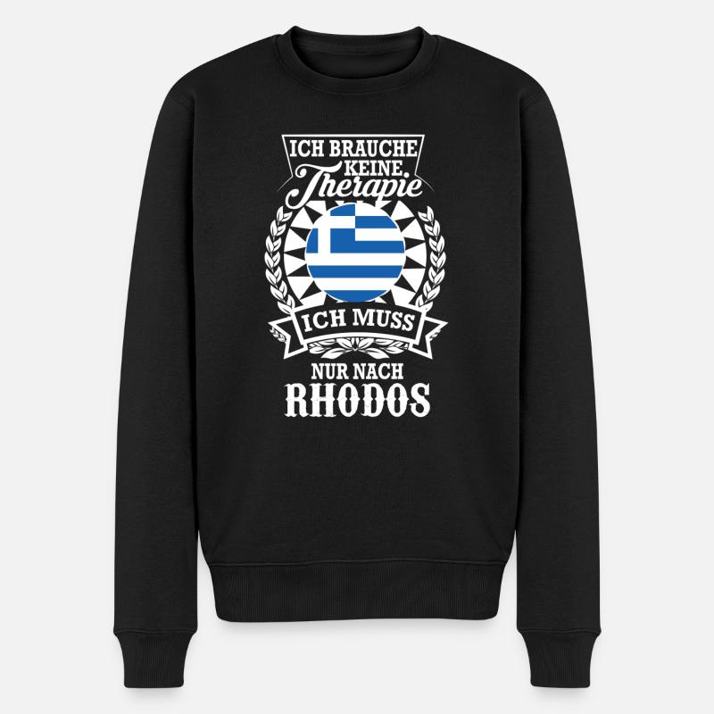 Rhodos Sehnsucht – Urlaub statt Therapie - Männer Premium Bio Pullover - Schwarz
