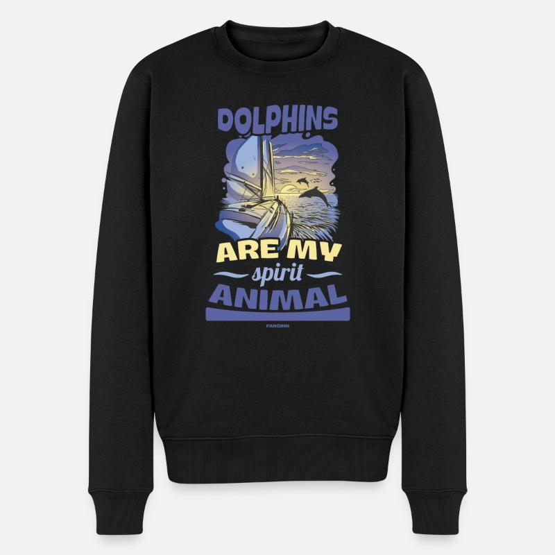 Delfin Delfinschule Säugetier Meer Delfinarium - Männer Premium Bio Pullover - Schwarz