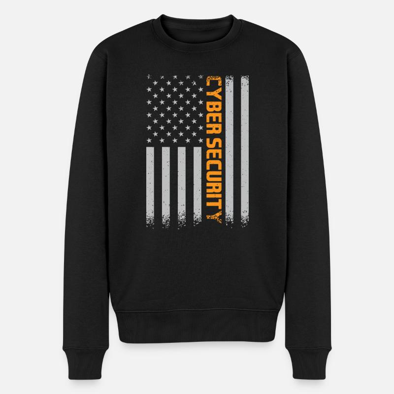 Cybersecurity American Flag - Männer Premium Bio Pullover - Schwarz