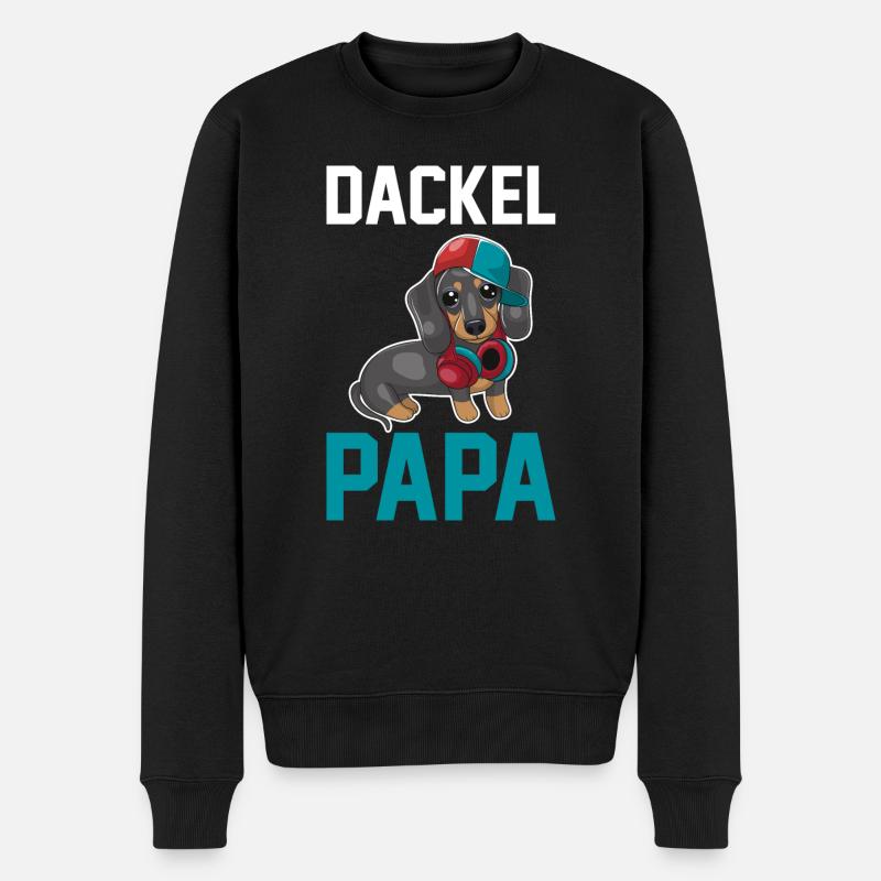 Hund Dackel Papa - Männer Premium Bio Pullover - Schwarz