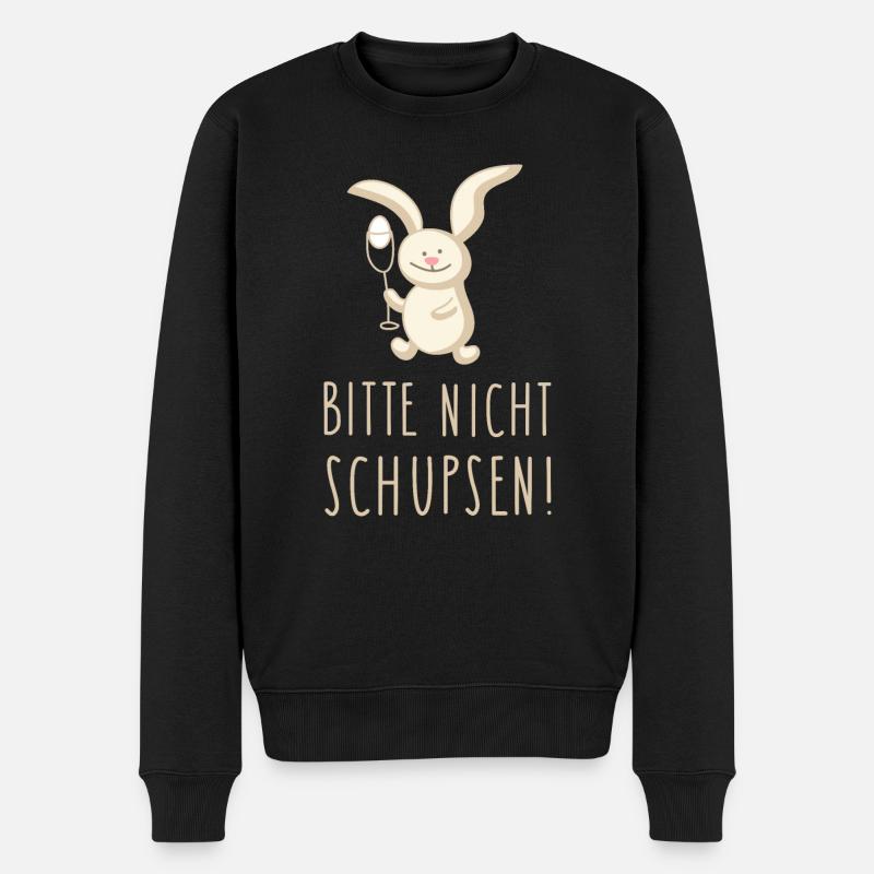 Hase, Ei und Spruch - Männer Premium Bio Pullover - Schwarz