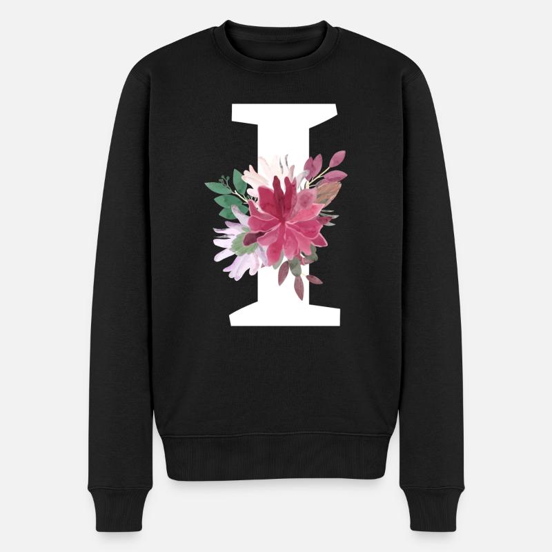 Lettre i floral - Pull Premium bio Homme - noir