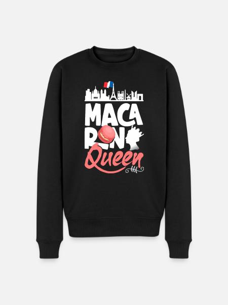 Macaron Queen Paris France Patisserie - Männer Premium Bio Pullover - Schwarz
