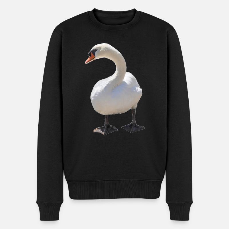 Schwan - Männer Premium Bio Pullover - Schwarz