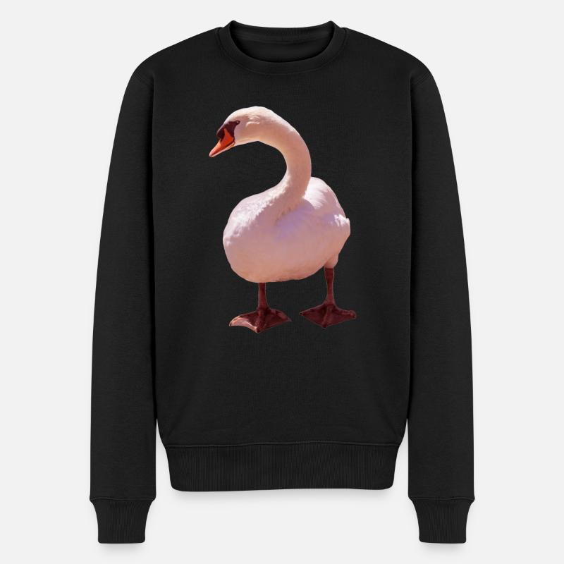 Schwan - Männer Premium Bio Pullover - Schwarz