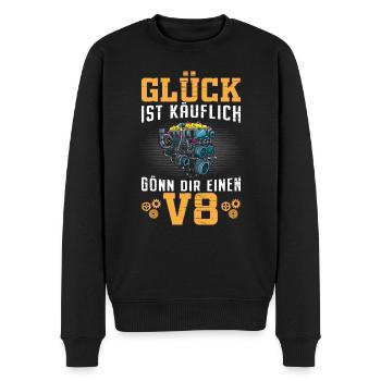 Glück ist käuflich Gönn dir einen V8 Lustig Motor - Männer Premium Bio Pullover - Schwarz - Vorne - Nico (187cm)