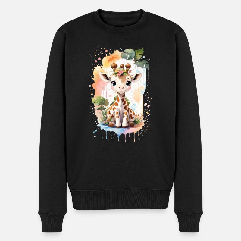 Giraffe - Männer Premium Bio Pullover - Schwarz