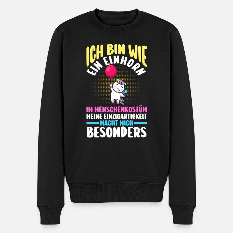 Einhorn - Männer Premium Bio Pullover - Schwarz
