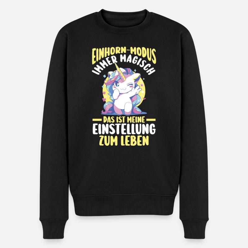 Einhorn - Männer Premium Bio Pullover - Schwarz
