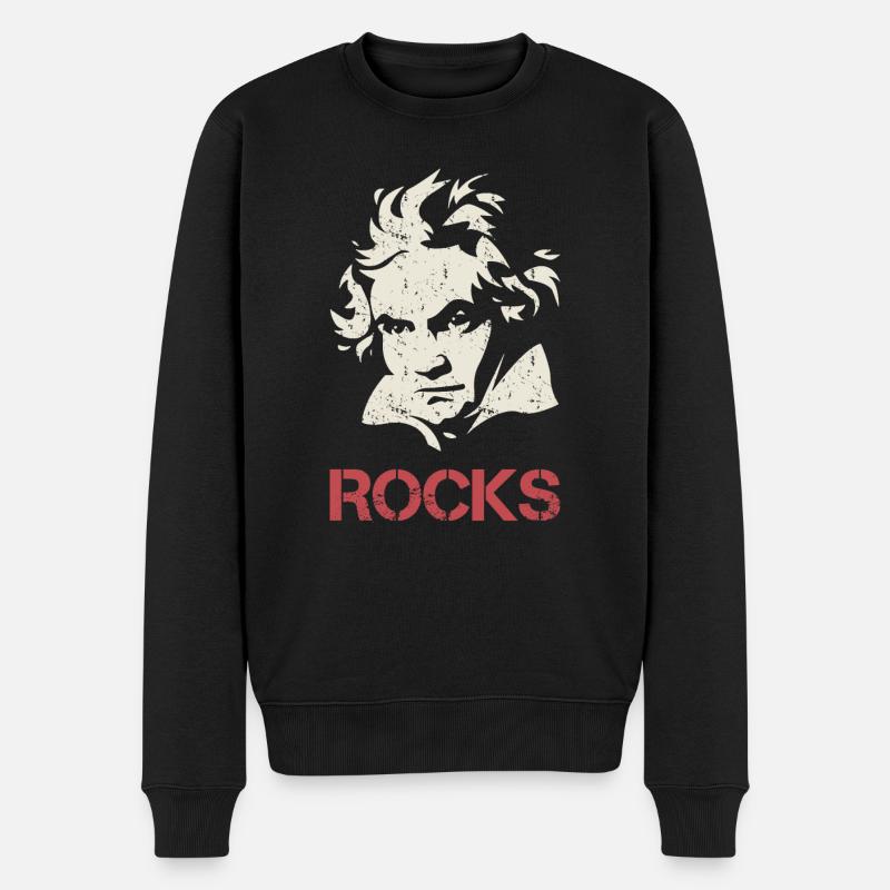 Ludwig van Beethoven Silhouette Rocks Geschenk - Männer Premium Bio Pullover - Schwarz