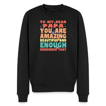 À mon cher papa, tu es incroyablement beau et - Pull Premium bio Homme - noir - Devant - Nico (187cm)