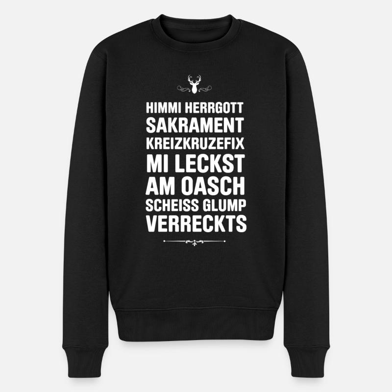 KreizKruzefix! Bayrisch lustig! Bayern - Männer Premium Bio Pullover - Schwarz