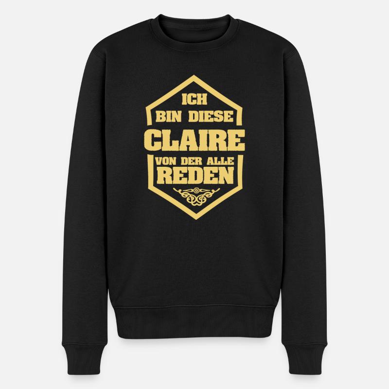 Rufname Claire - Männer Premium Bio Pullover - Schwarz