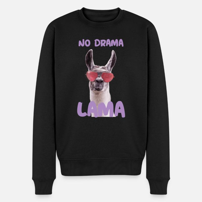No Drama Lama Alpaka - Männer Premium Bio Pullover - Schwarz