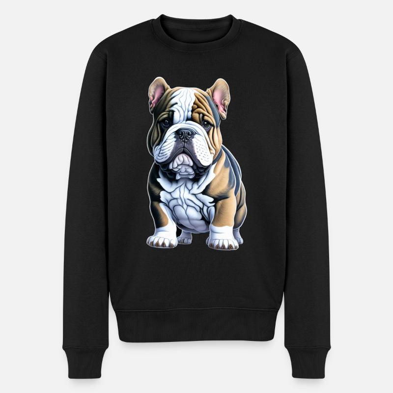 Süßer Bulldogge Welpe - Männer Premium Bio Pullover - Schwarz