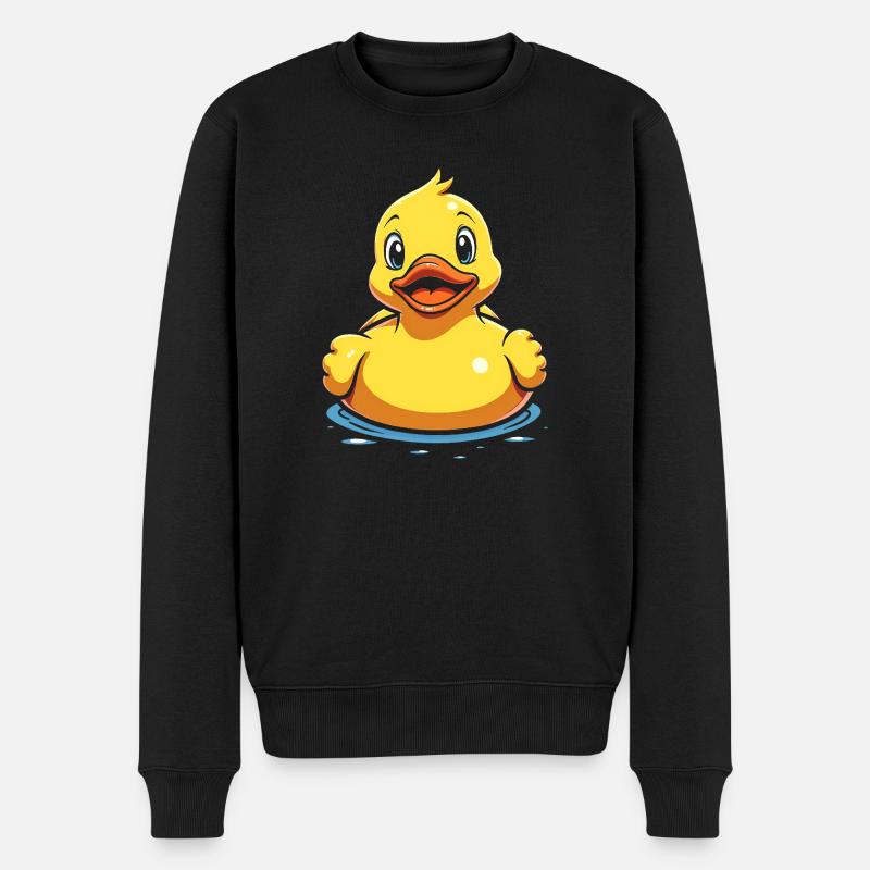 Ente Quietscheente Badeente gelb Wasser schwimmen - Männer Premium Bio Pullover - Schwarz