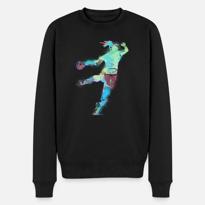 Handball, handballerin, Beachhandball,Graffiti - Männer Premium Bio Pullover - Schwarz