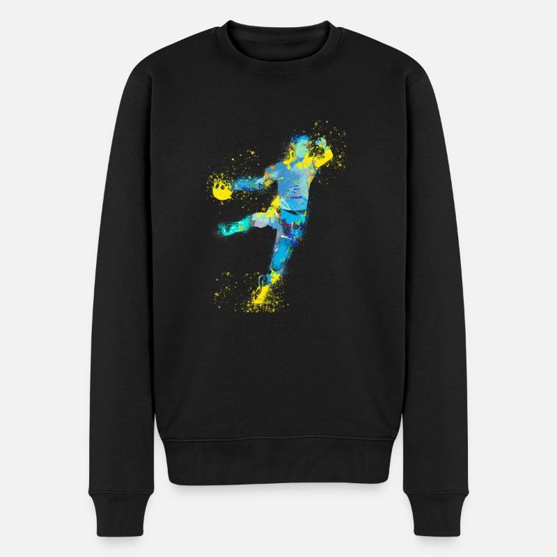 Handball, handballer, Beachhandball,Graffiti, illu - Männer Premium Bio Pullover - Schwarz