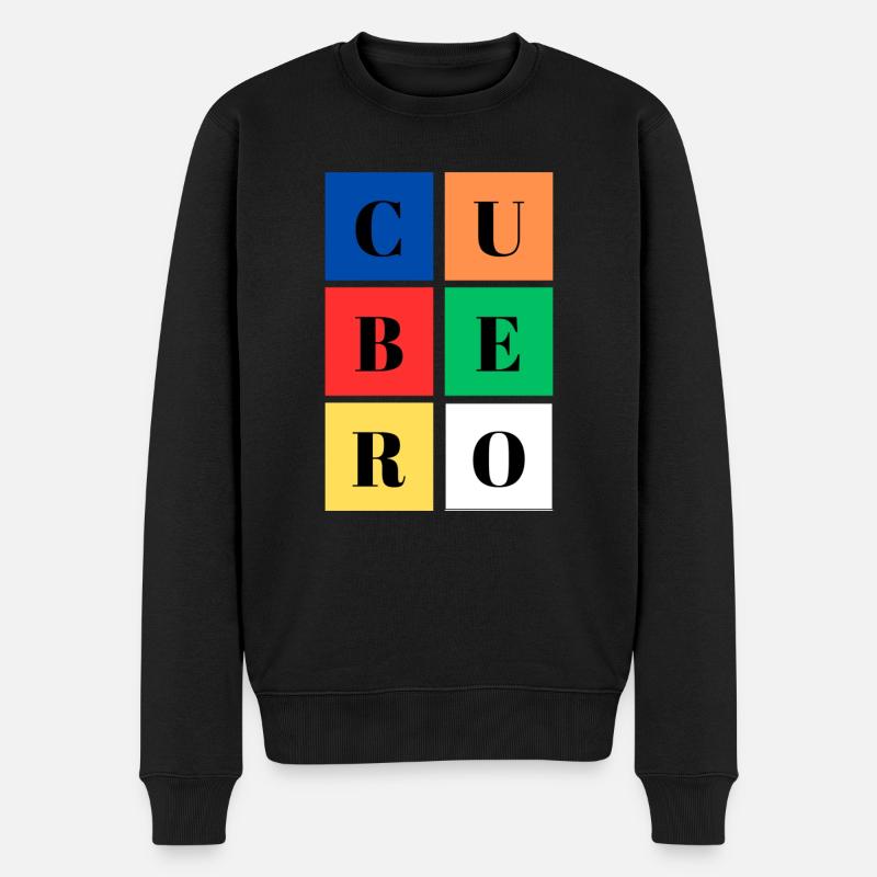Quadratischer Eimer Farben SpeedCuber - Männer Premium Bio Pullover - Schwarz