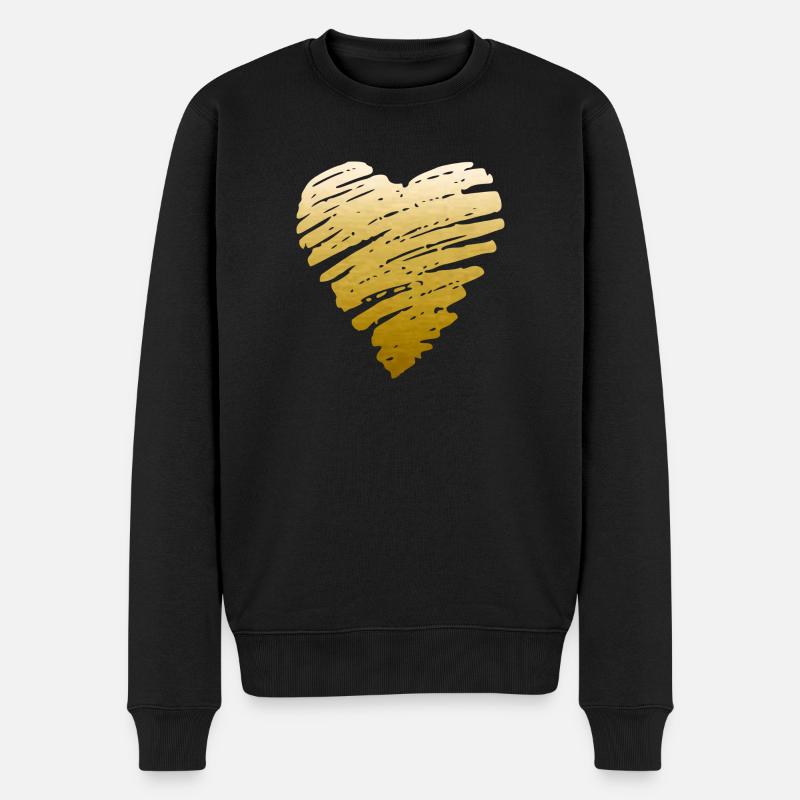 Hjerte af guld - Økologisk premium-sweatshirt til mænd - sort