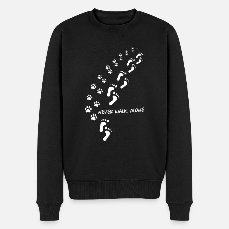 Never Walk Alone - Spuren - Männer Premium Bio Pullover - Schwarz