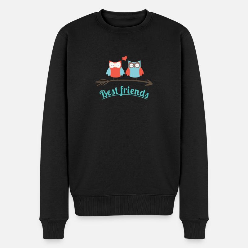 Hiboux (owls) Best friends - Pull Premium bio Homme - noir