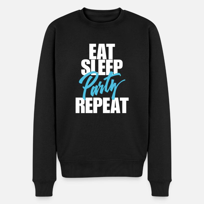 Essen Sie Schlaf-Party - Männer Premium Bio Pullover - Schwarz