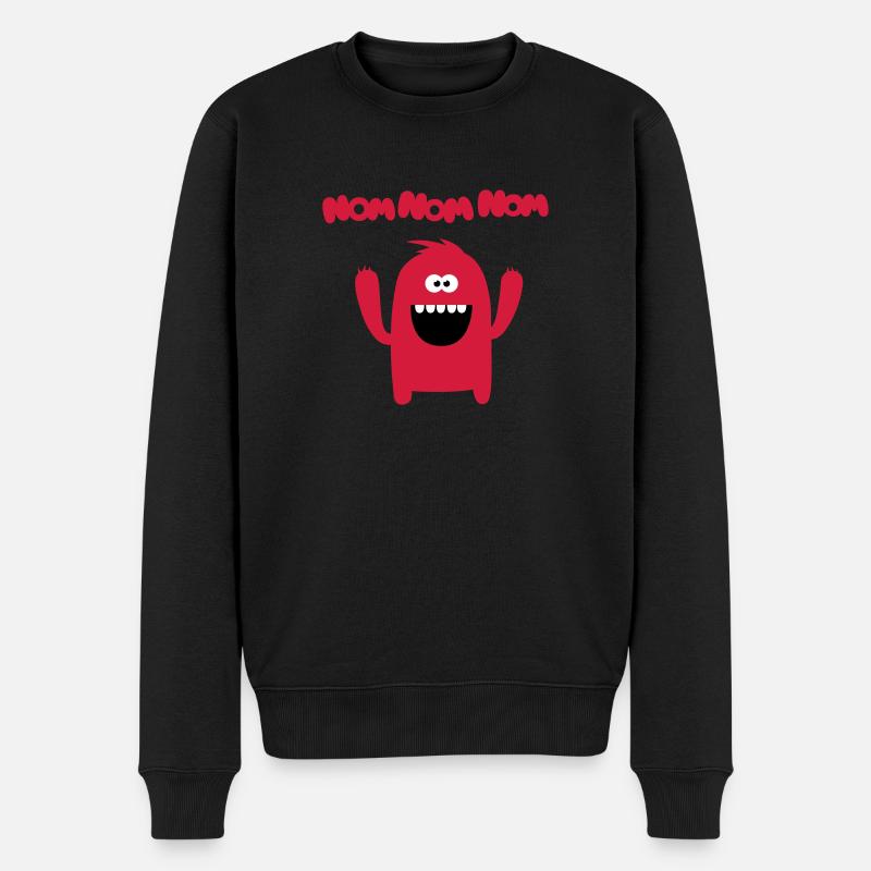 Om nom nom nom - Monster - Männer Premium Bio Pullover - Schwarz