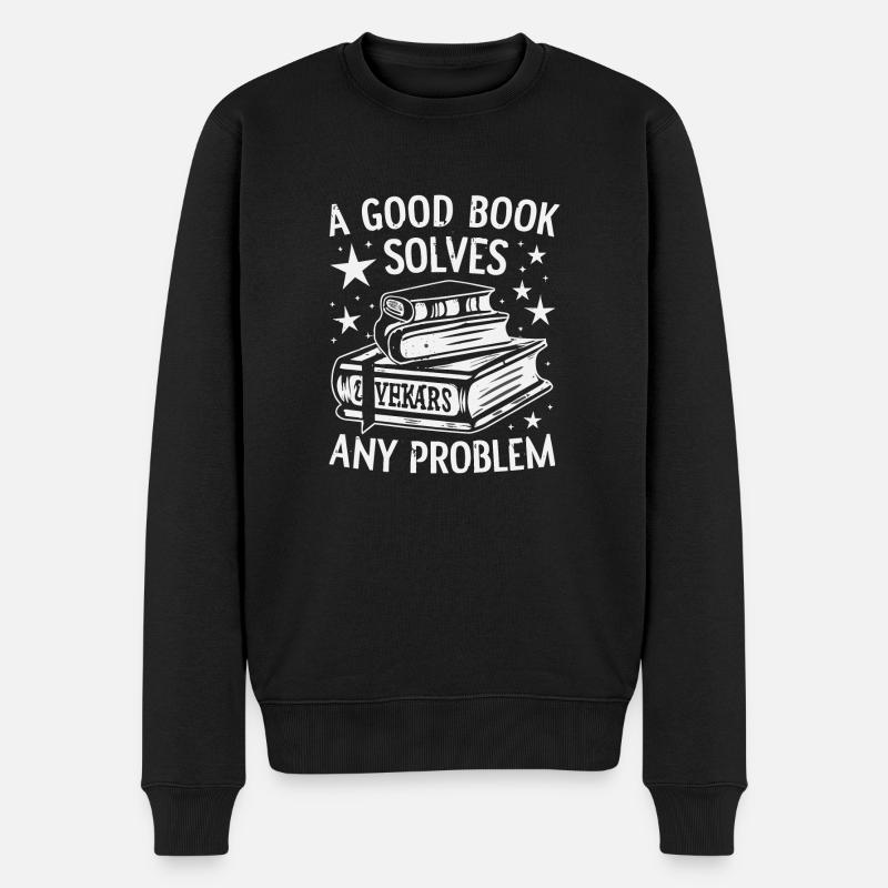 Bücher - Männer Premium Bio Pullover - Schwarz