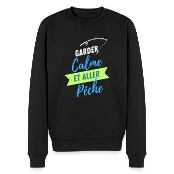 GARDEZ CALME ET ALLER PECHE - Pull Premium bio Homme - noir - Devant - Nico (187cm)