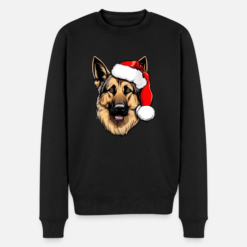 Deutscher Schäferhund Mütze Weihnachten - Männer Premium Bio Pullover - Schwarz
