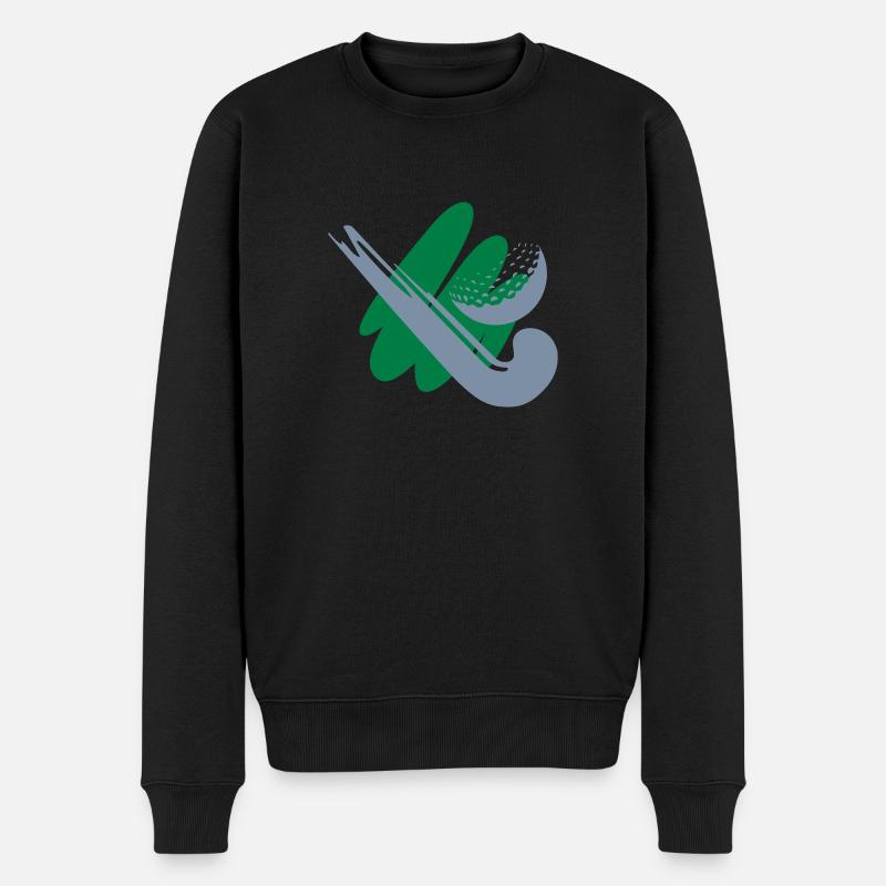 Hockeyschläger mit Ball - Männer Premium Bio Pullover - Schwarz