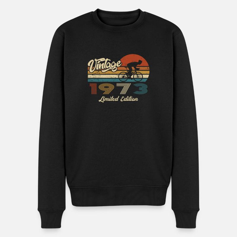50 Geburtstag 1973 Vintage Retro Fahrrad Radfahrer - Männer Premium Bio Pullover - Schwarz