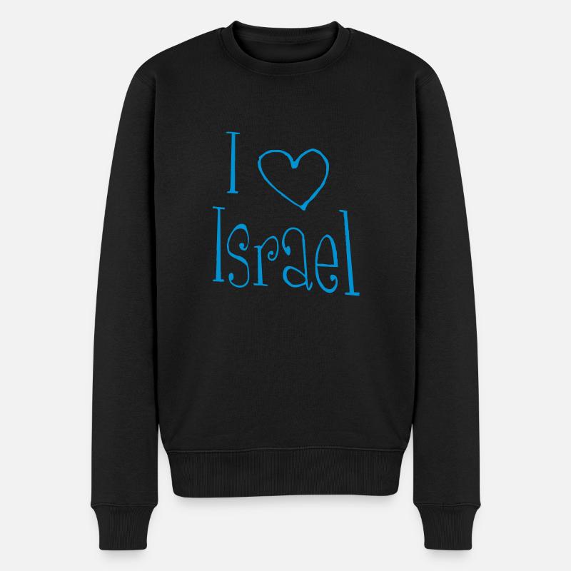 I love Israel - Männer Premium Bio Pullover - Schwarz