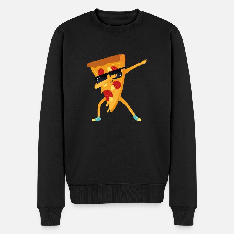 Dabbing Pizza With Sunglasses - Dab Dance Gift - Männer Premium Bio Pullover - Schwarz